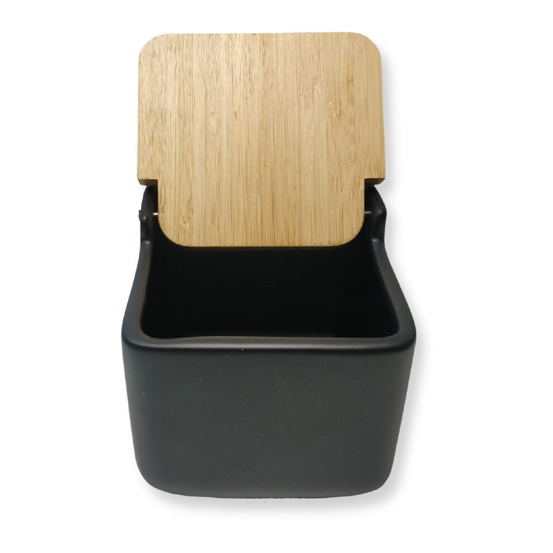 KOOK TIME Ceramic Salt Jar with Hinged Lid Made of