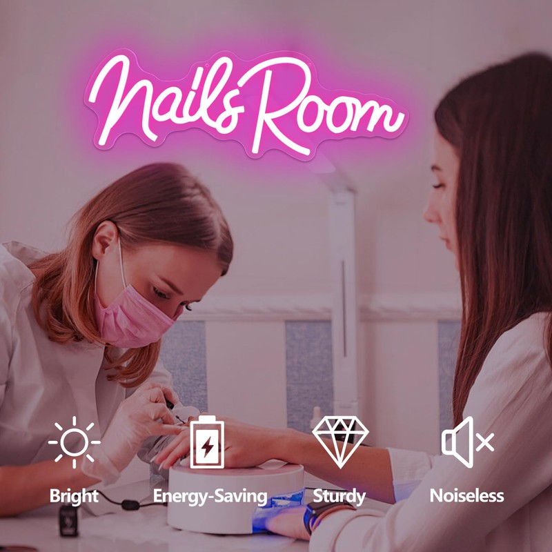 hhuohuona Nails Room Neon Sign Nail Salon Led Sign Dimmable