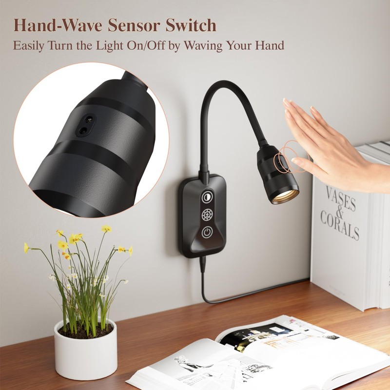 Wall Mounted Reading Light, Wall Light with Motion Sensor Switch,