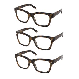 FUPRECIOUS Tortoise Reading Glasses Men Women Oversized Square Magnifying Spring Hinge Readers Glasses ((3 Pack) Tortoise, 1.5, x)