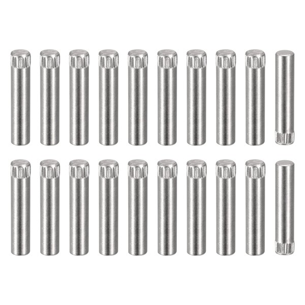 sourcing map 6x30mm 304 Stainless Steel Dowel Pins, 20Pcs Knurled Head Flat Chamfered End Dowel Pin, Wood Bunk Bed Shelf Pegs Support Shelves Fasten Elements