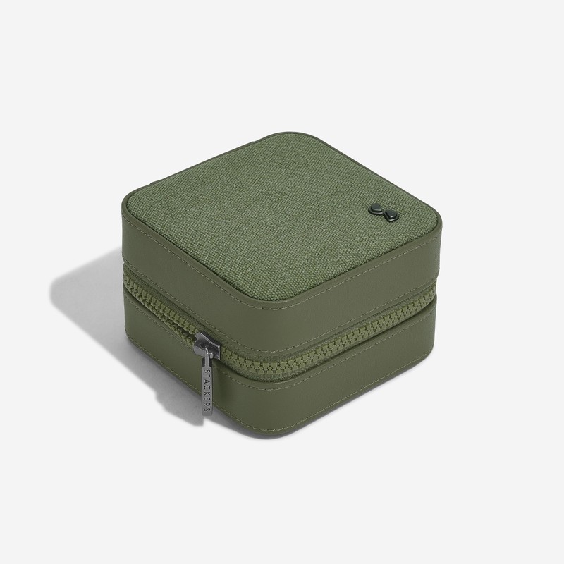 Stackers Green Canvas Watch & Jewellery Box