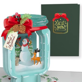 Lovepop® Christmas Glass 3D Pop-Up Card | Special Christmas Card with Snowman in Glass | Unique 3D Folding Card for Christmas | Includes Premium Envelope & Extendable Note Card