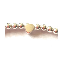 Sterling Silver 925 Beaded Stretch 3mm Ring With a 5mm Heart Bead