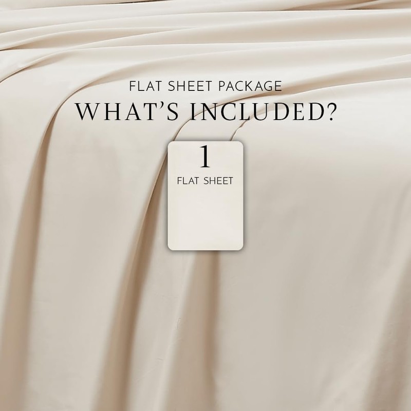 Linen Closet Luxury Cotton Percale Flat Sheet, Twin, Beige