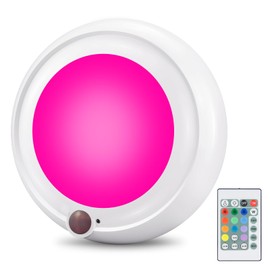 HONGUT Battery Operated LED Ceiling Light,Remote Controlled 12 Color Changing Closet Light Shower Light Porch Light,Dimmable Night Light for Hallway Bedroom Kitchen-1pk