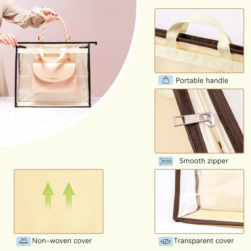 CINPIUK Clear Handbag Storage Bags Purse Organizer for Closet, Zipper
