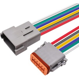 HISports 12 Pin DT Connectors Waterproof Kit, DT DTP 2 Pin Female Wiring Harness Waterproof Connector for LED Light Bar Work Light 1 Set