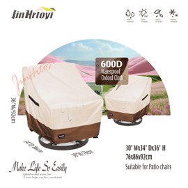 Jin Hrtoyi Outdoor Chair Covers 2 Pack, (30W x34D x38H inches)100% Waterproof Heavy Duty Patio Furniture Covers ,Outdoor Furniture Covers Waterproof for Patio Chair Covers,Beige&brown