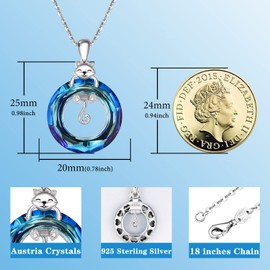Aniu Cat Necklace S925 Sterling Silver Kitty Cat Pendant Birthday Mothers Day Graduation Anniversary Jewelry Gifts for Women Girls Cat Lovers