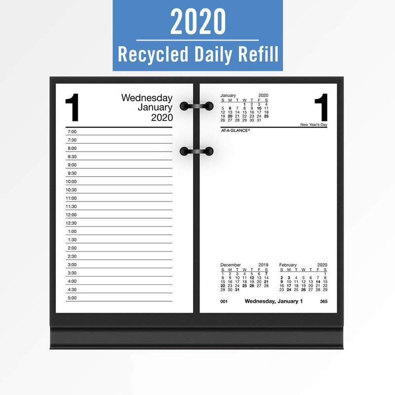 AT-A-GLANCE 2020 Daily Desk Calendar Refill, 3-1/2" x 6", Recycled,