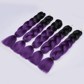 Showjarlly 5 Pieces Ombre Jumbo Braid Synthetic Hair 24 Inch 500 g Kanekalon Hair Braiding Extensions for Crochet Twist Braiding Hair