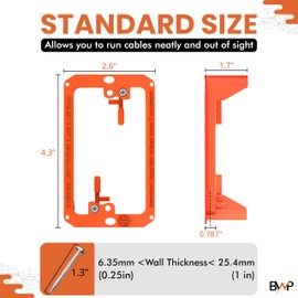 12 Pack Low Voltage Mounting Brackets 1 Gang for Drywall Outlet Cable Pass Through Wall Plates - Cable Wall Plate Bracket for Old Work, Telephone Wires, Network Cable, Coaxial & Speaker Wire