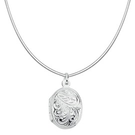 Vinani 2AMI-S00 India Design Locket with Openings Shiny with Sterling Silver 925 Snake Chain Italy, Sterling Silver, No Gemstone