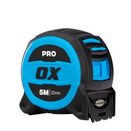 OX Pro 5m/16ft Tuff Blade Tape Measure Metric Only, Heavy Duty Nylon Coated 32mm Wide Blade, Magnetic Dual Hook, 4m standout & 4.5m reach