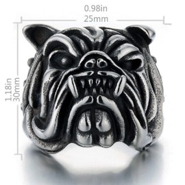 Bulldog Ring for Men, Vintage Gothic Pitbull Bull Dog Pug Dog Head Biker Ring, Viking Animal Rings Jewelry Pet Lovers Jewelry (11)