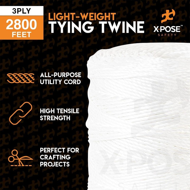 Polypropylene Tying Twine - 3 Ply White Plastic Poly String