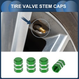 INFINAUTO Tire Valve Stem Caps 7x17mm for Car Truck Motorbike Bicycle Tyre Valve Dust Covers Aluminum Alloy Green Decorative