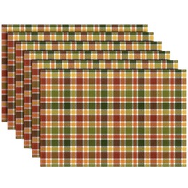 Fall Buffalo Plaid Placemats 12×18 Inches Set of 6 Thanksgiving Table Mats Buffalo Check Seasonal Holiday Indoor Kitchen Dining Table Place Mats for Home Party Decoration