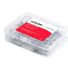 18 Silver Wire Binder Clips and 20 Cute Paper Clips Assorted Size, 2 Large 6 Medium 10 Small Smooth Steel Hollow Office Clamp Clips