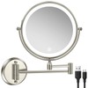 Rechargeable Wall Mounted Makeup Mirror with Lights, 8 Inch Double-Sided