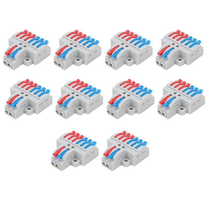 2-in-6-Out Lever Wire Connectors 10-Pack KV426 Push-in Terminal Blocks Compact