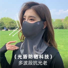 International Women's UV Protection Face Mask - Summer Ice Silk Breathable Thin Neck Cover Size/Black 10ea