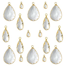 COGCHARGER 18Pcs Bulk Small Crystal Dangle Charms Brass Glass Water Drop Pendants for Jewelry Making Earring Necklace Bracelet