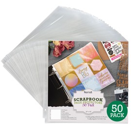 Samsill Scrapbook Refill Pages 12x12 Inches, 50 Pack, 4 mil Super Heavyweight, Clear, Fits 3 Ring Scrapbook Binders and 12 x 12 Photo Album Refill Pages, Archival Safe, Top Loading, Acid Free