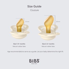 BIBS Pacifiers - Couture Collection | BPA-Free Baby Pacifier | Made in Denmark | Set of 2 Ivory/Sage Color Premium Soothers | Size 6-18 Months