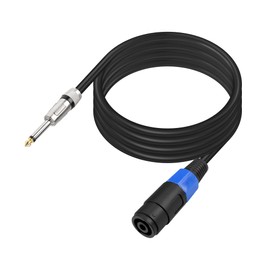 PNGKNYOCN 1/4 Inch TS to Speakon Cable, 2 M/6.6 FT NL4FC 2 Pin Speakon Female to 6.35 mm (1/4 Inch) TS Mono Plug Audio Amplifier Speaker Cable