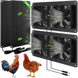 Tujoe 2 Sets Solar Powered Fan Kit Solar Panel Fan Kit 10w Weatherproof Dual Solar Fans Outside Waterproof Solar Exhaust Fan for Chicken Coops Greenhouse Sheds Pet House Car Window Ventilation