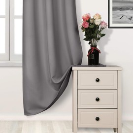 DWCN Blackout Short Curtains Grey Thermal Insulated Room Darkening Grommet Window Treatment Solid Block Light Curtain Drapes for Bedroom Living Room 52 x 54 Inches Long, 2 Thick Panels