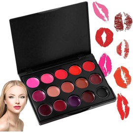 Set de paleta de lápiz labial: paleta lápiz labial impermeable 15 colores, pintura labios hidratante larga data Textura y Gloss labios altamente pigmentado para festival,