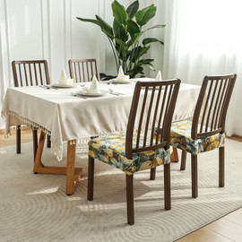 FORCHEER Dining Chair Seat Covers Set of 6,Stretch Floral Printed Velvet Seat Protect Covers, Chair Seat Cushion Covers for Dining Room Wodern Chairs The Seat Only.