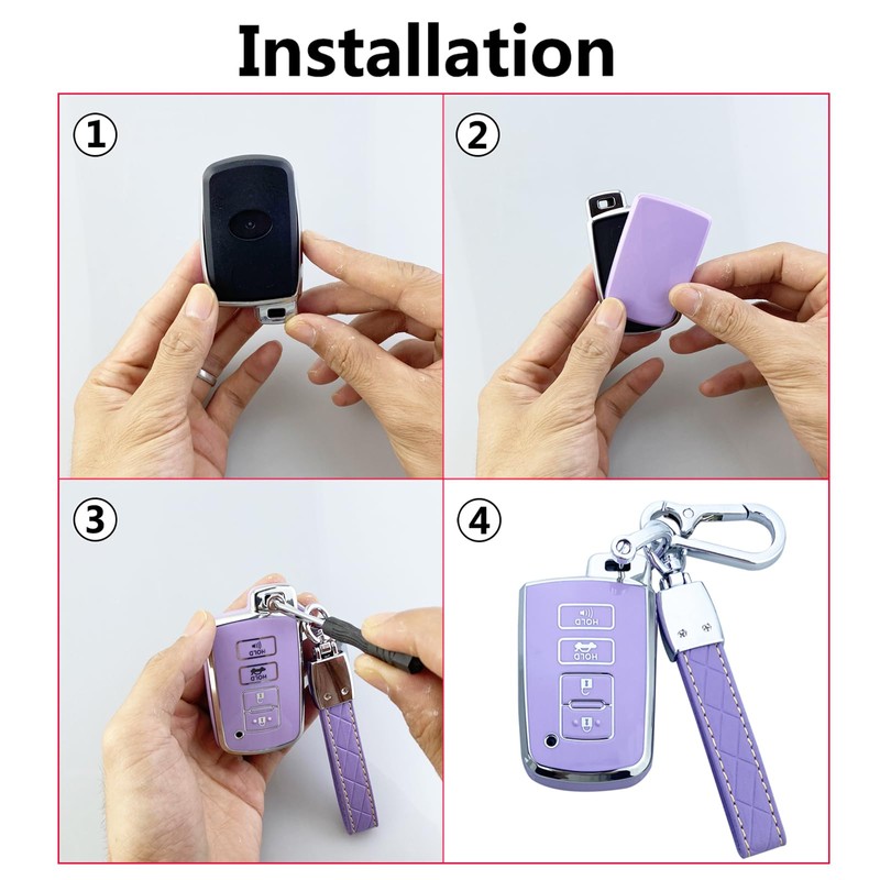 Yuebutor Key Fob Cover Case Compatible with Toyota Highlander Camry