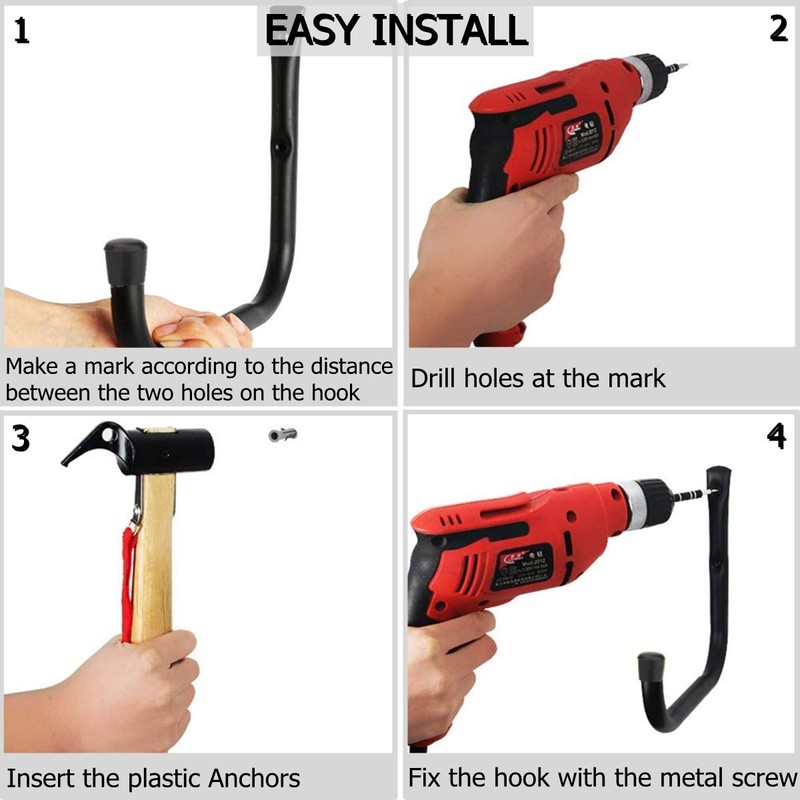 Naikozmo 6 Pack Kayak Storage Hooks, 15.5 Inch Wall Mount