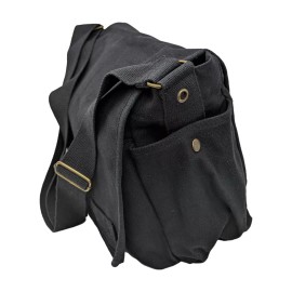 KMG Threadlines Charcoal Cotton Canvas Military Messenger Bag Transparent  Iron Cross