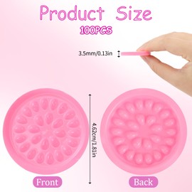100Pcs False Lash Glue Holder Disposable Eyelash Tray Eyelashes Glue Holders Lash Trays Eyelash Extension Holder Pallet Pads for Eyelash Extensions (Pink)