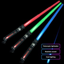 Retractable Lightsaber Heavy Dueling Toy, Glow Sword Light Up Toys with Sound Saber Toy Gift for Boy Girls Christmas Childrens Cosplay Props Gift