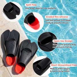Fanwill Short Blade Swim Fins ,Training Flippers for Kids, Youth & Adults