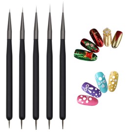 5PCS Nail Art Brushes,Nail Art Liner Brushes,Painting Art Design Brush Set,Liner Brushes Set for Nails,Dotting Pen Tools,Point Drill Drawing Painting Tools Set for DIY Nail Art Designs,Nail Art Tools