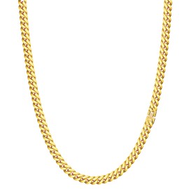 Evegfts 18K Gold Chain for Men Women, Diamond Cut Miami Cuban Link Chain Necklace 6MM 316L Stainless Steel Mens Chain Super Sturdy Men Necklaces 26 Inch