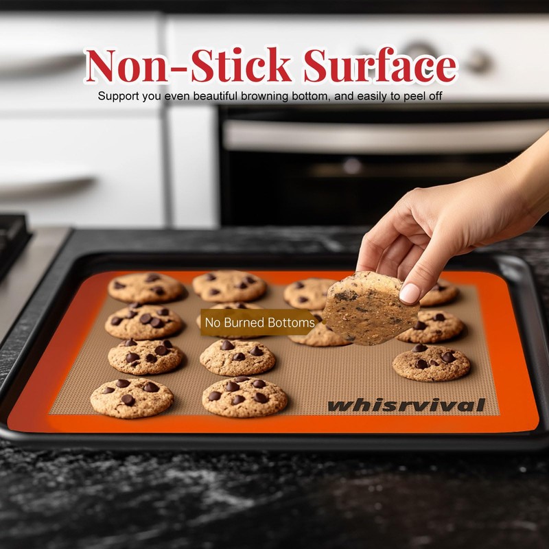 whisrvival Silicone Baking Mat, Reusable Silicone Baking Sheets for Oven,