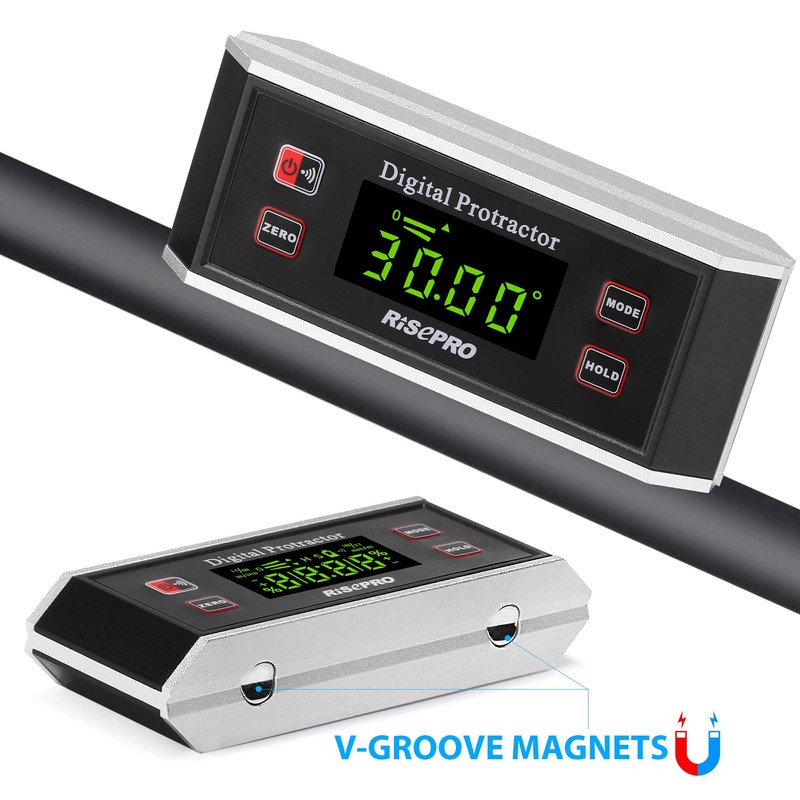Inclinometer, RISEPRO® Digital Protractor Angle Finder Level Inclinometer Magnetic V-Groove