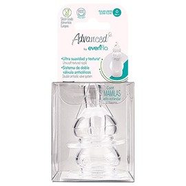 Evenflo Advanced Mamilas Anticólicos, Cuello Estándar, Flujo Lento, Silicón Grado Alimenticio, Libre de BPA, 0 a 3 Meses, 2 Piezas