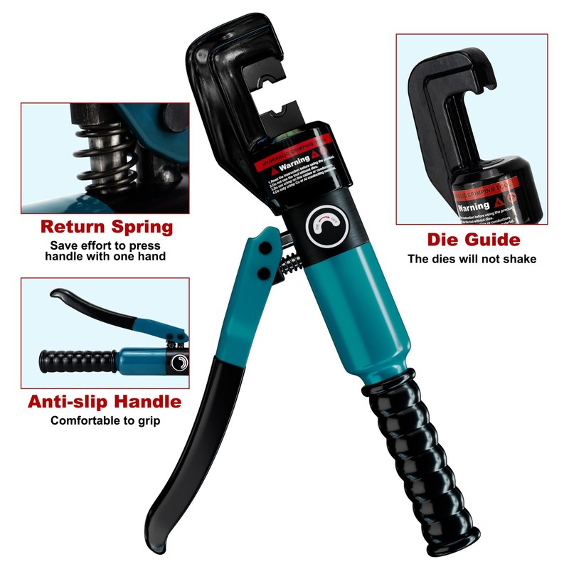 Tivorex Hydraulic Crimping Tool with 9 Dies, Battery Cable Lug