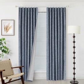 MYSKY HOME Dusty Blue Blackout Curtains 96 inches Long for Living Room Sliding Door Pinch Pleated Curtains 100% Light Filtering Thermal Insulated Window Soft Drapes with Hooks Back Tab, W40, Pack-2