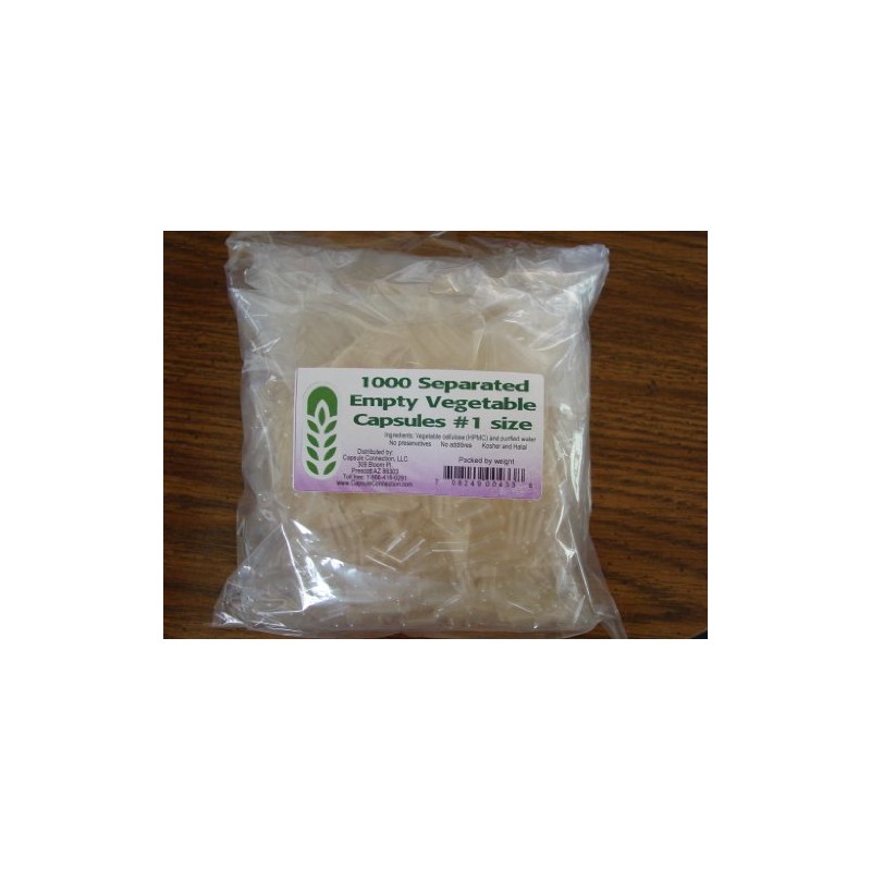 Capsule Connection 1000 Separated Empty Vegetable Capsules, #1 Size, 1000