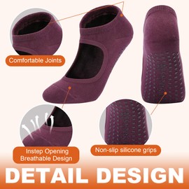 BCRMPT Non Slip Pilates Socks with Grips for Women, Grippy Yoga Socks,Anti Skid Athletic Socks for Ballet,Dance,Sports,Home